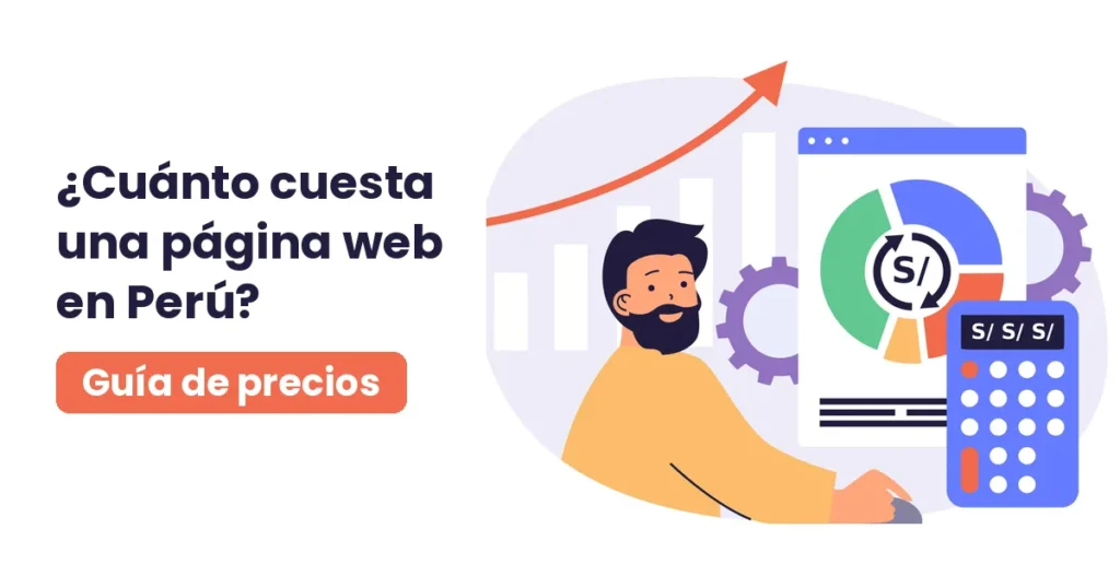 Ilustración de calculadora y página web sobre el precio de una página web en Perú