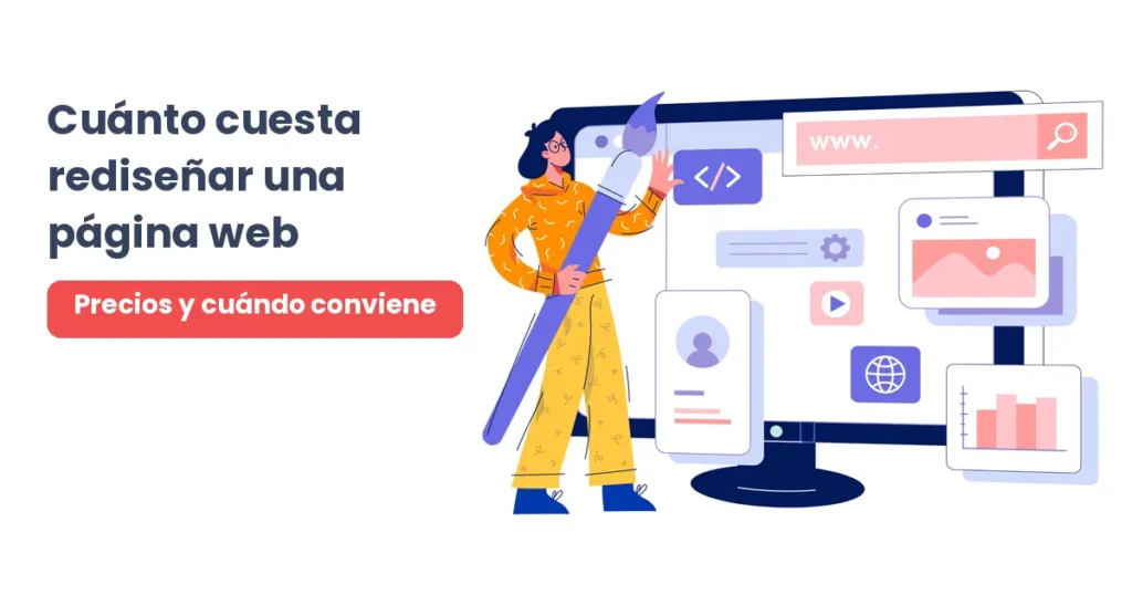 Diseñadora renovando una página web en una pantalla